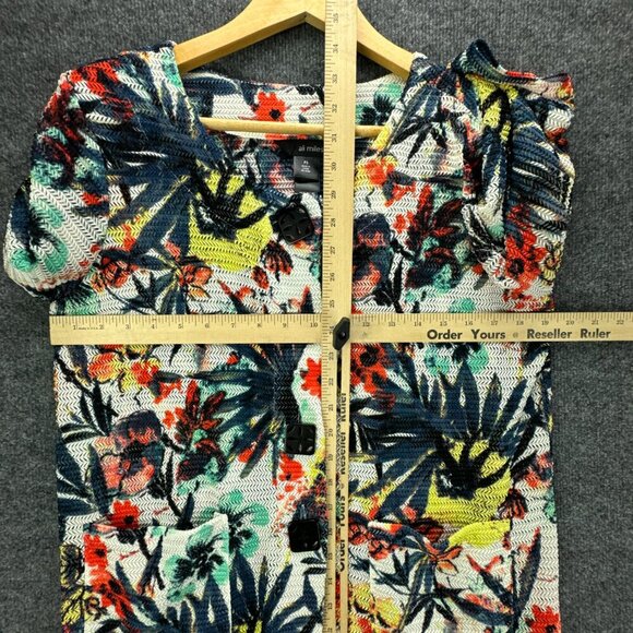 Ali Miles Cardigan Womens Petite Small Breathable Button Up Pockets Tropical - Picture 10 of 16